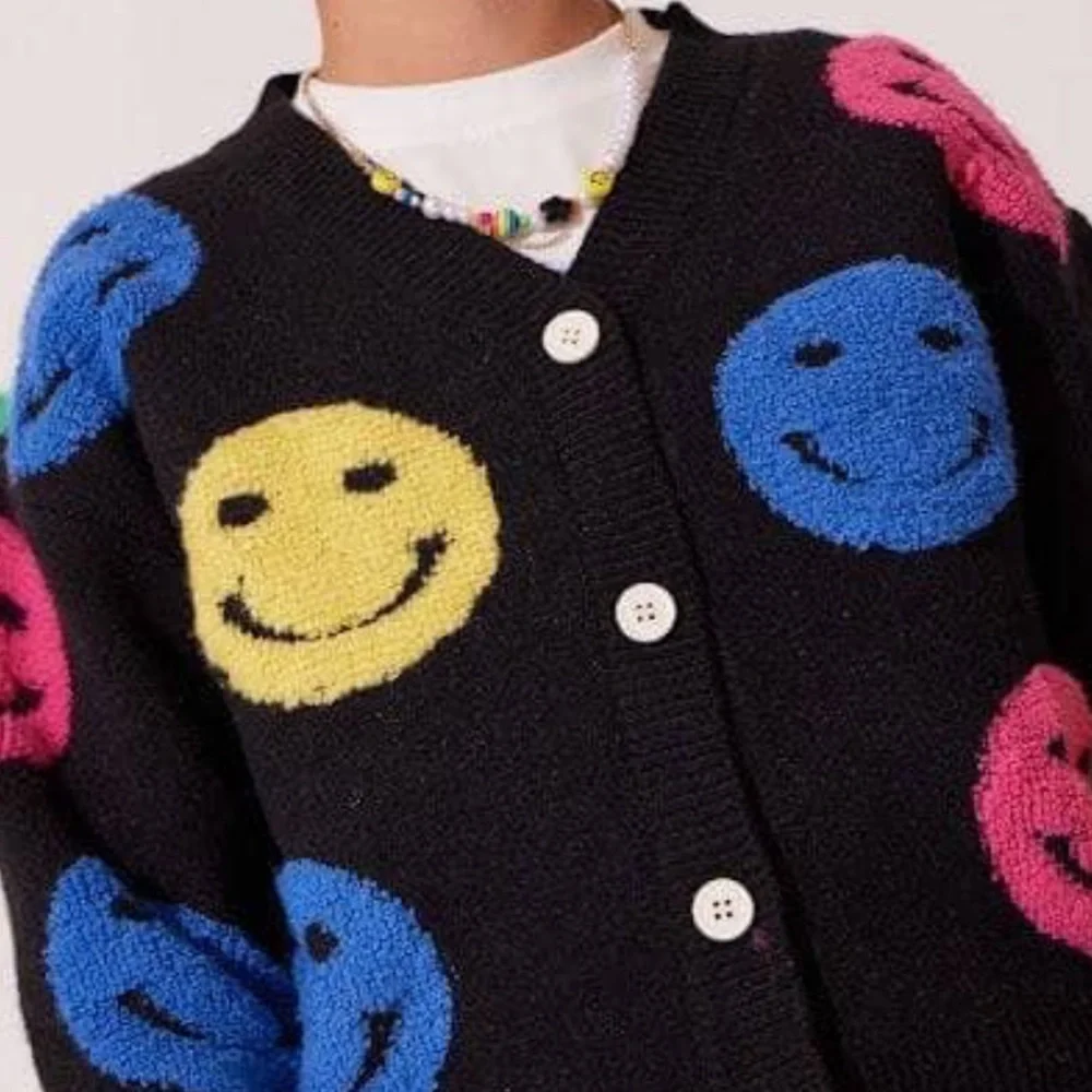 Lola & the Boys Happy emoji Cardigan 8 - Picture 3 of 7